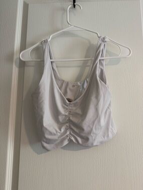 Light Gray Ruched Front Sports Bra Tank